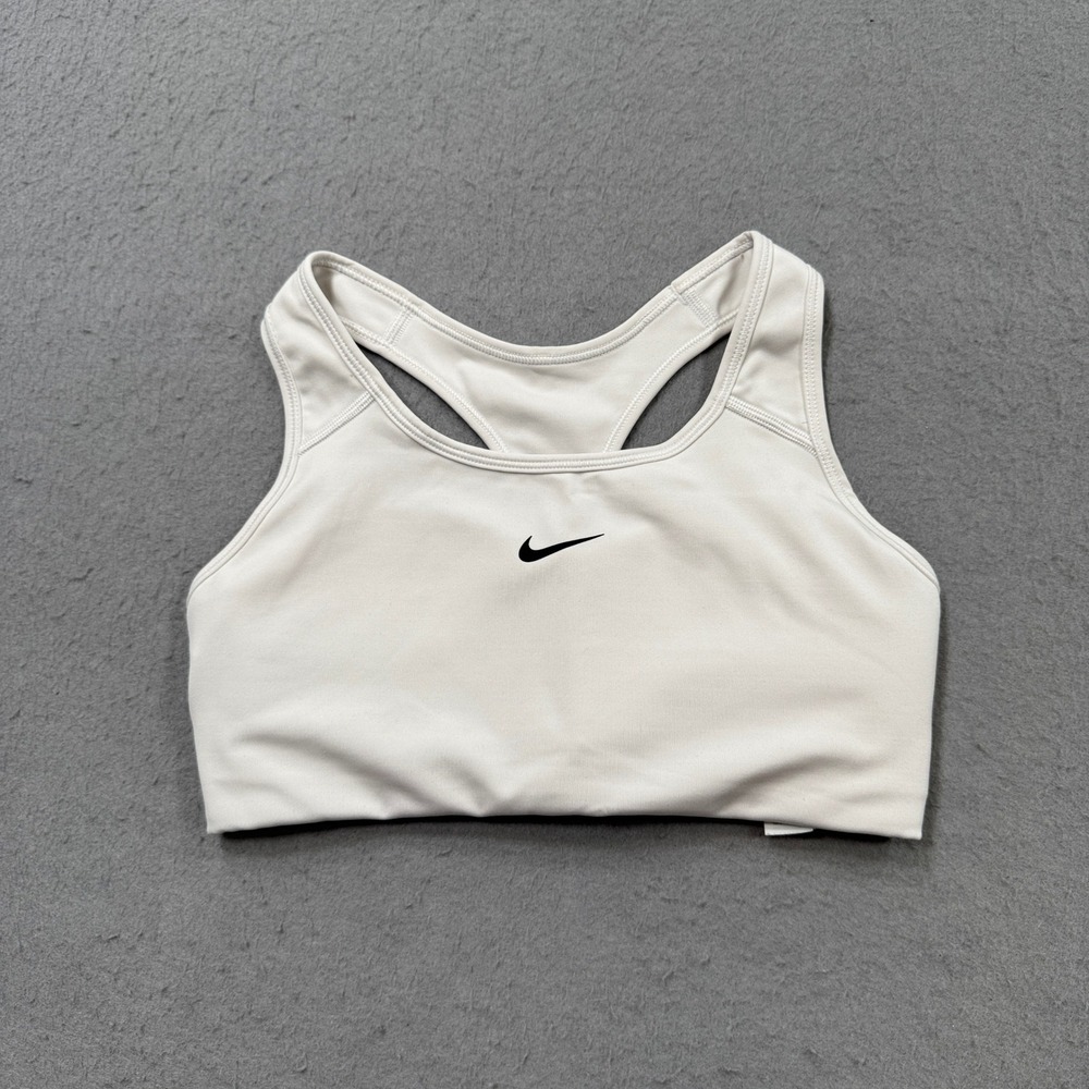 Nike Sports Bra Women's Small White Racerback Center Swoosh Activewear Running
